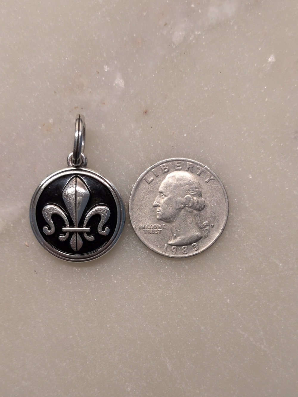 Brighton RARE Fleur-De-Lis 3D Amulet Charm Black & Silver - Like New!